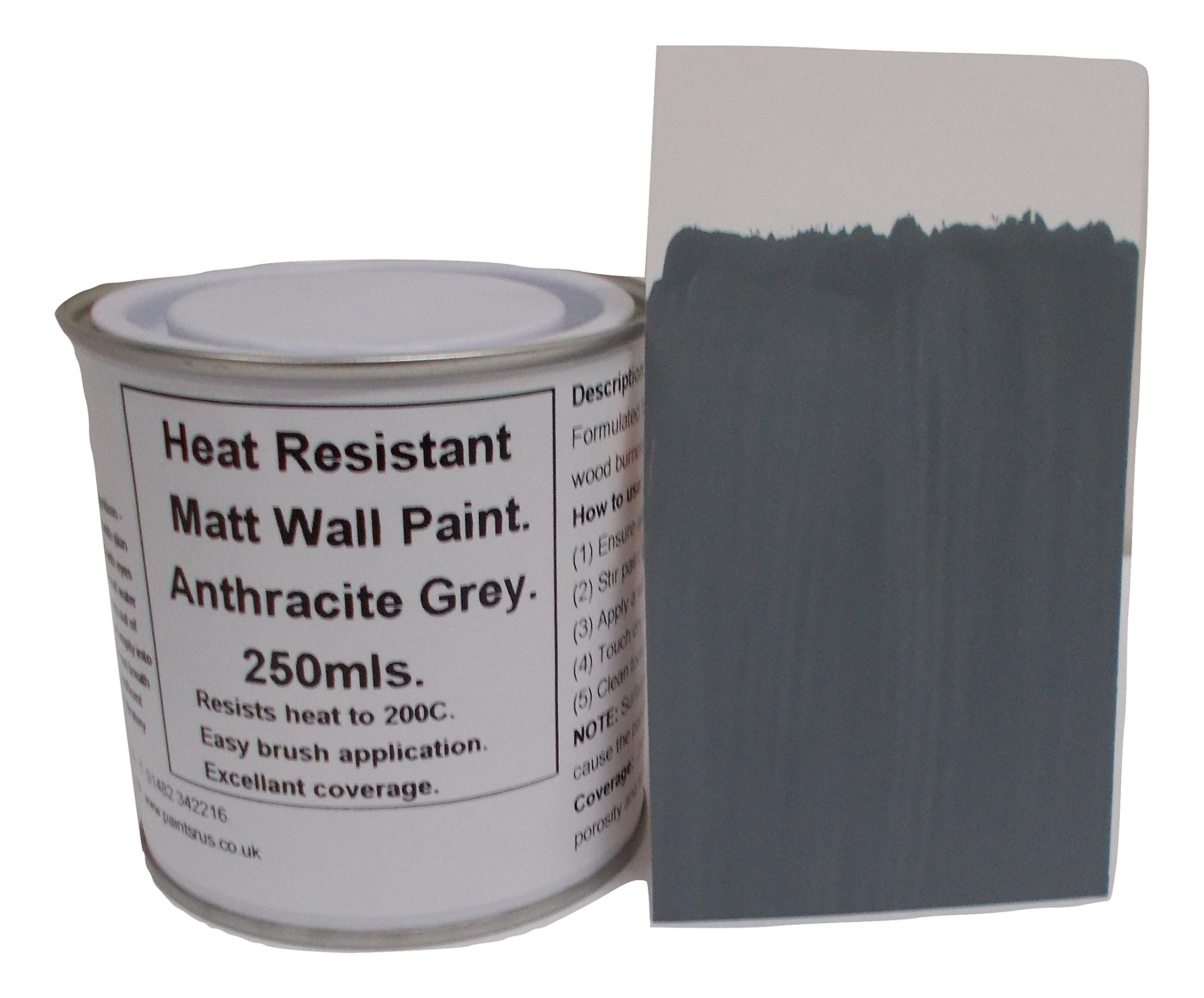 Buy 1 x 250ml Matt Anthracite/Dark Grey Heat Resistant Wall Paint. Wood