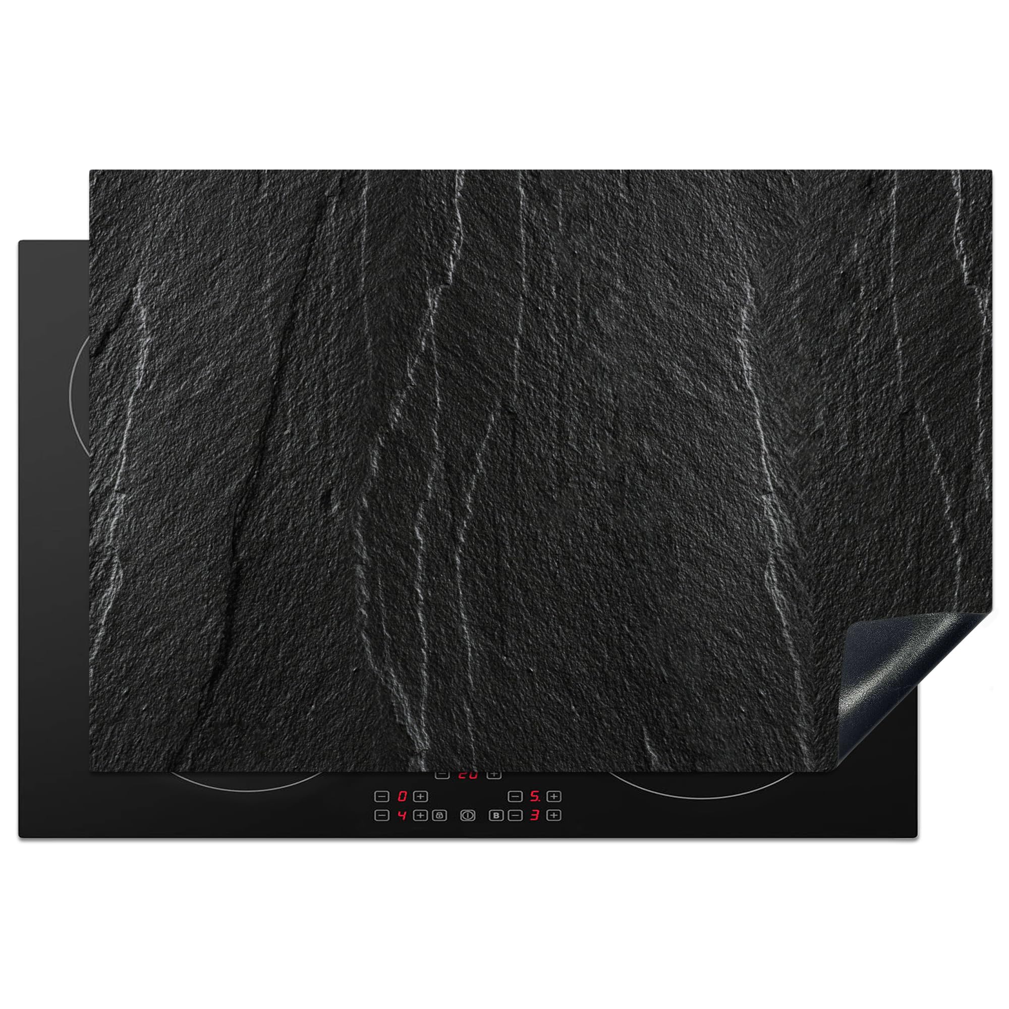 KitchenYeah© Induction Hob Protector Mat 20.5"x30.7" / 78x52 cm Stove Cap Top Cover Kitchen Cooker Covers for Electric Hobs Vinyl Stone - Anthracite - Dark Grey - Stone Structure