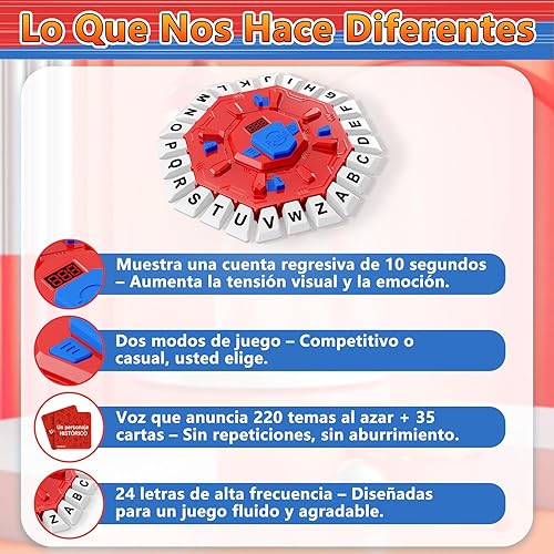 Miniatura 6 de Juego de Mesa en Español con Pantalla Digital y 2 Modos de Juego, 35 Tarjetas Doble Cara, Ideal para Fiestas y Aprendizaje Interactivo, Juegos de
