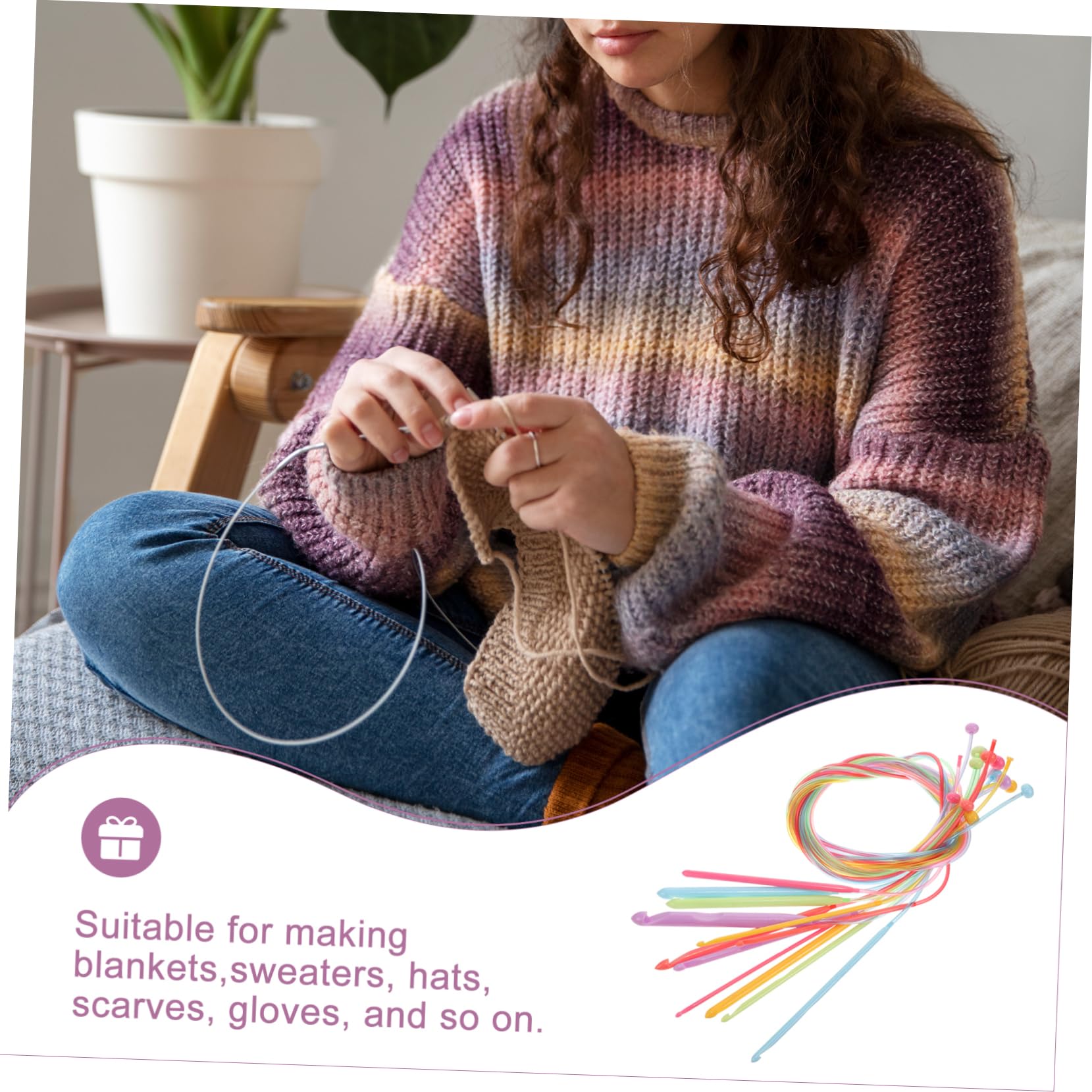 SHINEOFI 5 Juegos Ganchillo De Bucle Cross Stitch Agujas Circulares Kit Para Tejer Ganchillos Crochet Agujas Tejer Aguja De Ganchillo Herramienta Para Tejer Hilo El Plastico 12 Uds * 5
