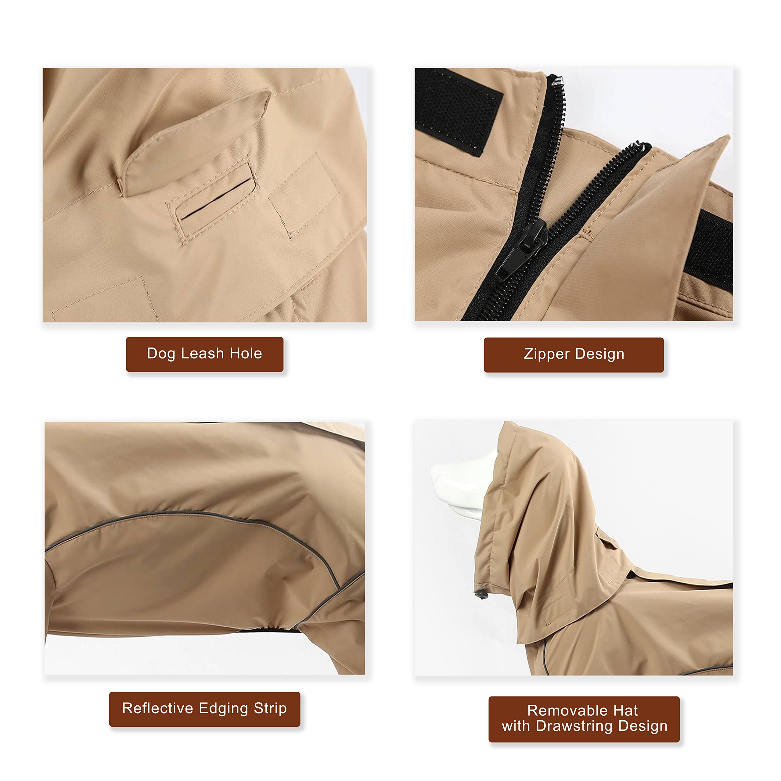 Purrrfect Life Dog Raincoat Hooded Slicker Poncho for X-Small to 6X-Large Dogs and Puppies