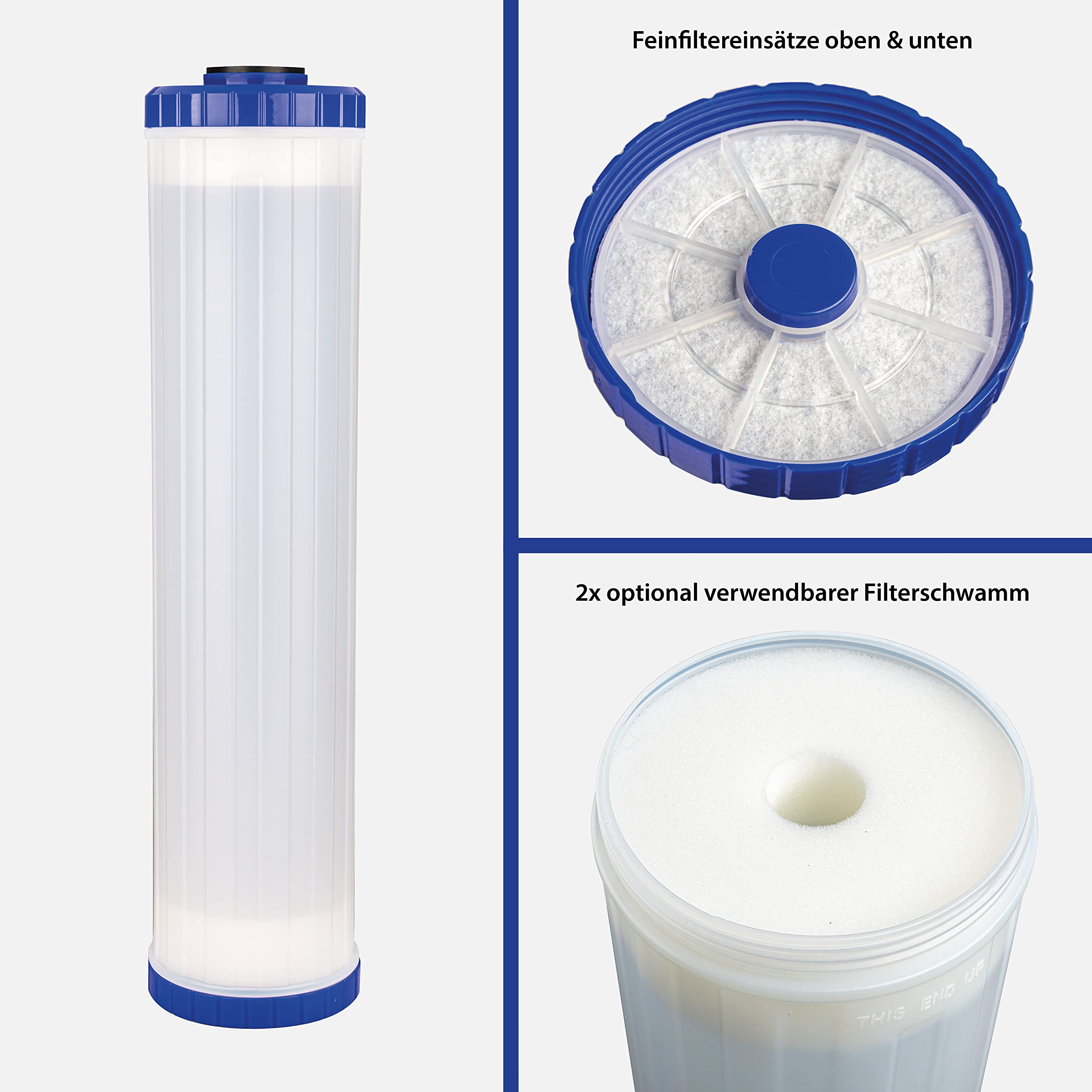 Multifilter für Osmoseanlagen - myAqua Nachfilter 4 L für Filtermedien | mit Innenkartusche, für Mischbettharz, Resin, 0 TDS Wasser, Aktivkohle, myAqua 1900 & 3800 kompatibel, Süßwasser, Meerwasser