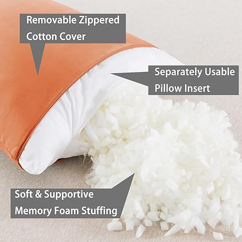 Miniatura 2 de WhatsBedding Almohada corporal de espuma viscoelástica con funda de algodón transpirable con cremallera, almohada de cuerpo completo para adultos,