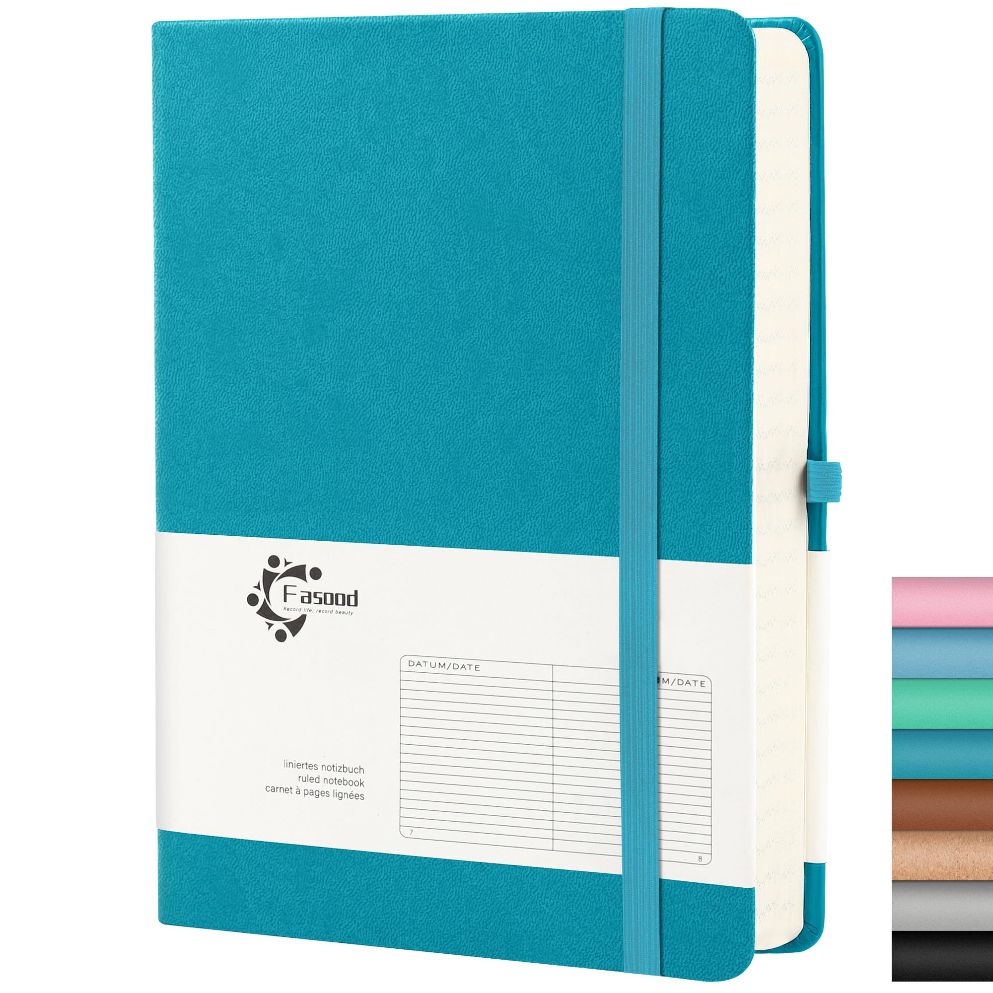 Carnet Notes A5 Fasood - 320 Pages Lignées - Papier 100g/m² - Couverture Rigide - Onglets Et Pochette - Idéal Bureau/école