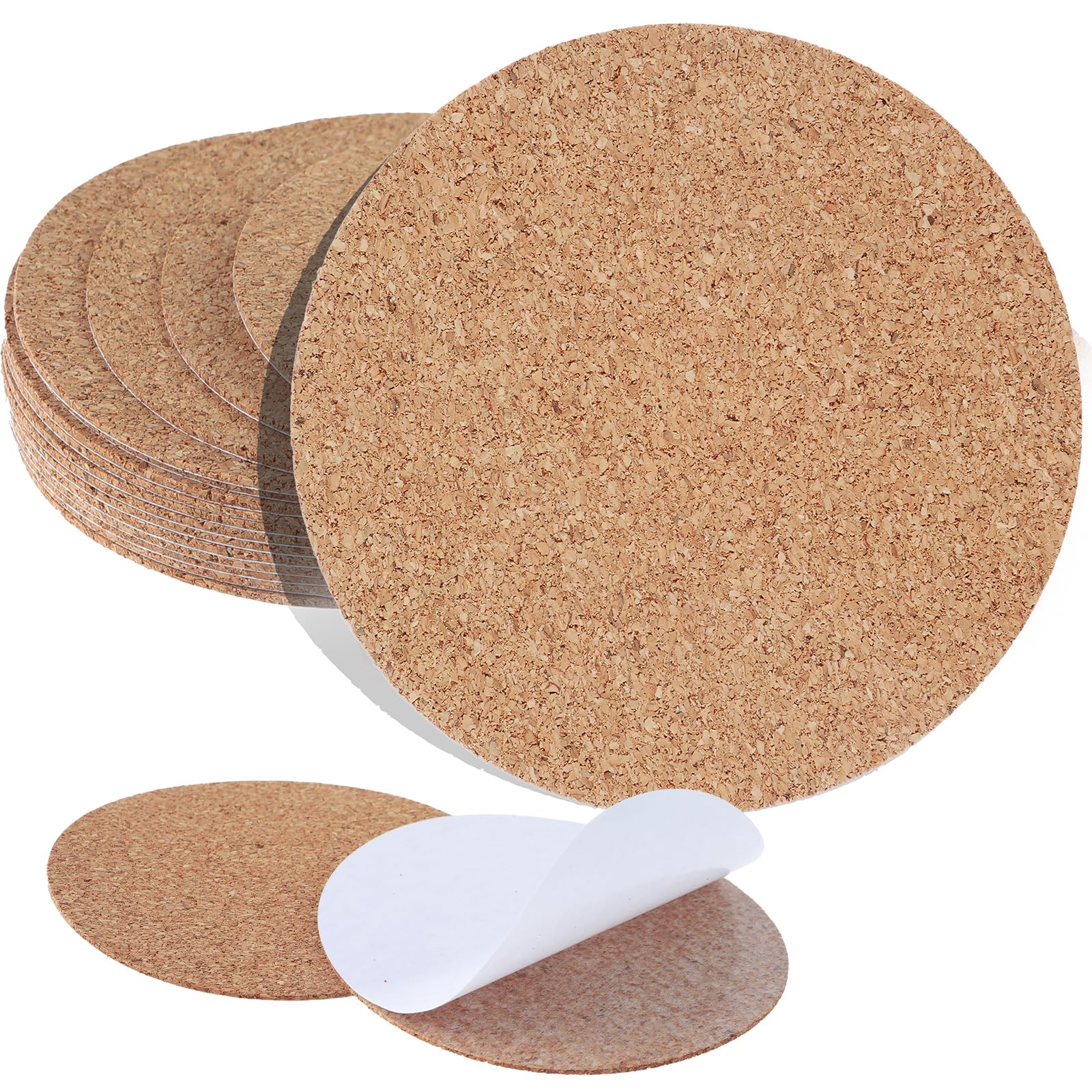 16 Sheet Round Cork Backing for Coasters 3.5 Inch Self Adhesive Thin Cork Board, Peel and Stick, Wood Color, DIY Craft Accessories (9cm)