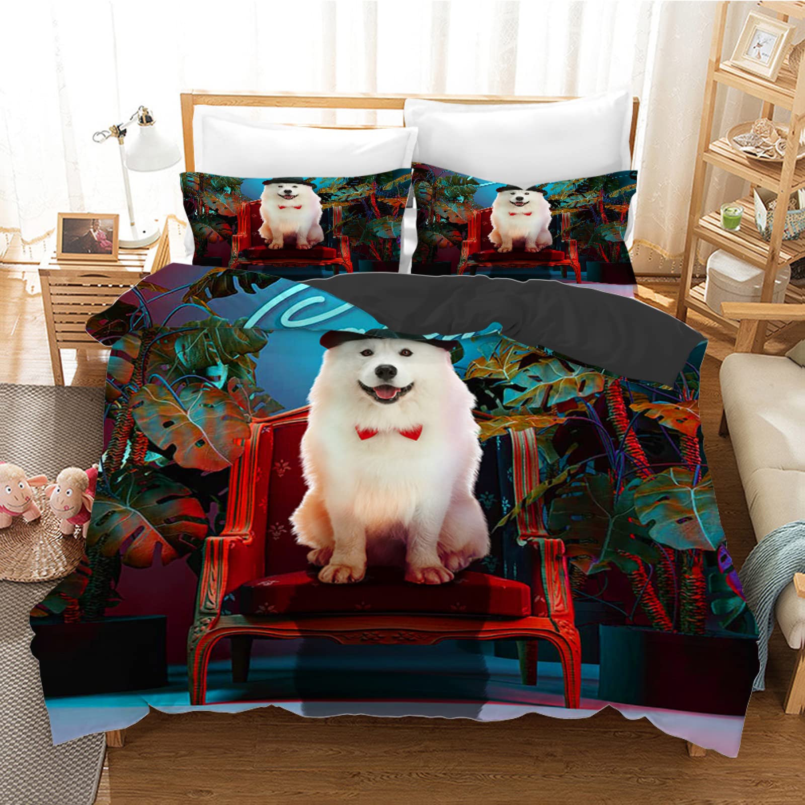 Housse de couette 240x220 anti-décoloration microfibre 110g/㎡ parure lit chien