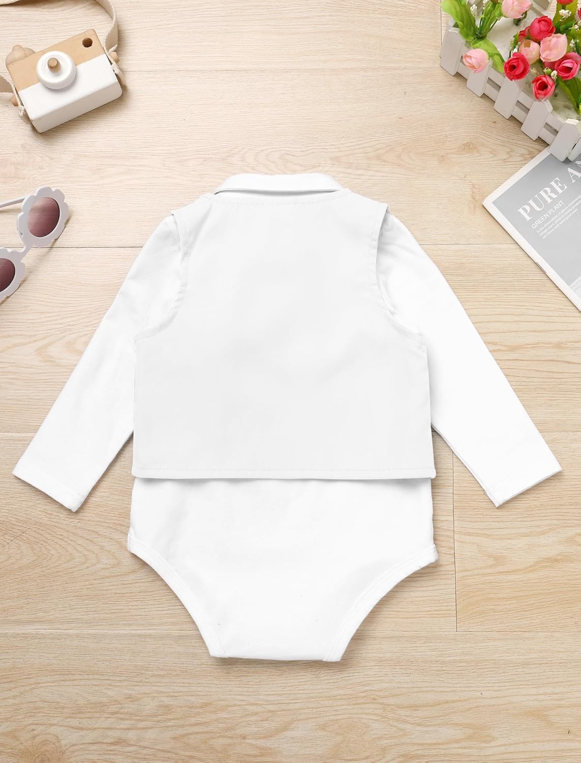 IDOPIP Baby Boy Clothes Suit Infant Gentleman Outfit First Birthday Baptism Wedding Dress Romper Shirt+Tie+Vest+Pants+Corsage - Image 3