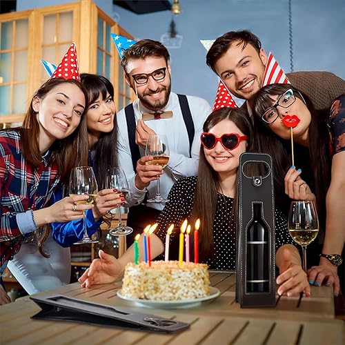 Miniatura 6 de Abbylike 4 bolsas de vino reutilizables de cuero para vino, bolsa de vino, bolsa de vino, bolsa de vino para una sola botella, bolsas de regalo de