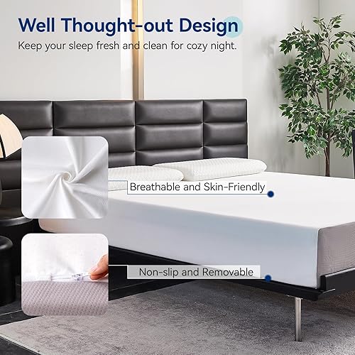 Miniatura 7 de Tienda Basics - Colchón de espuma viscoelástica, firmeza media, 10 pulgadas, Queen, blancogris