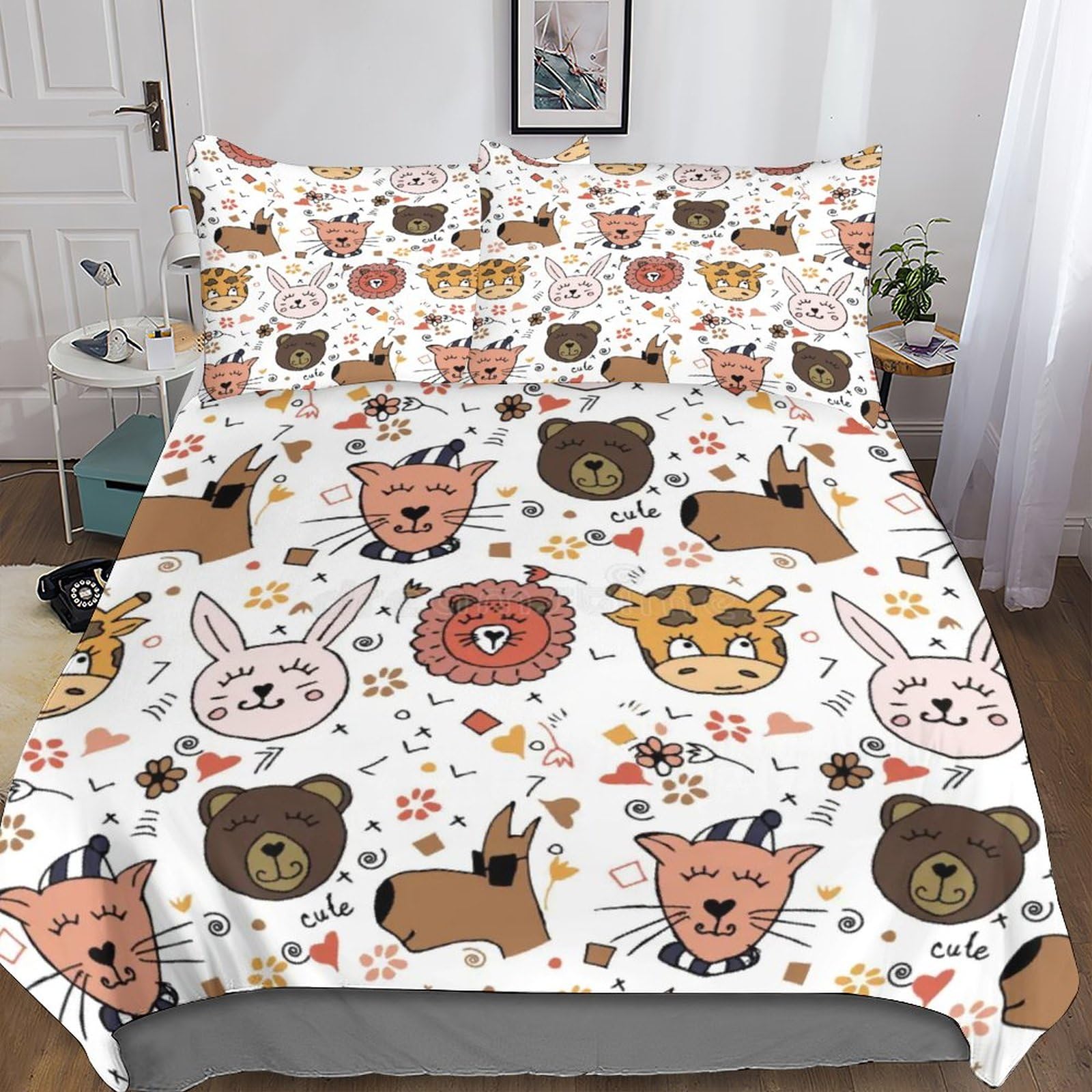 Housse de couette chat 3D facile à laver résolvant la corvée du lit enfant