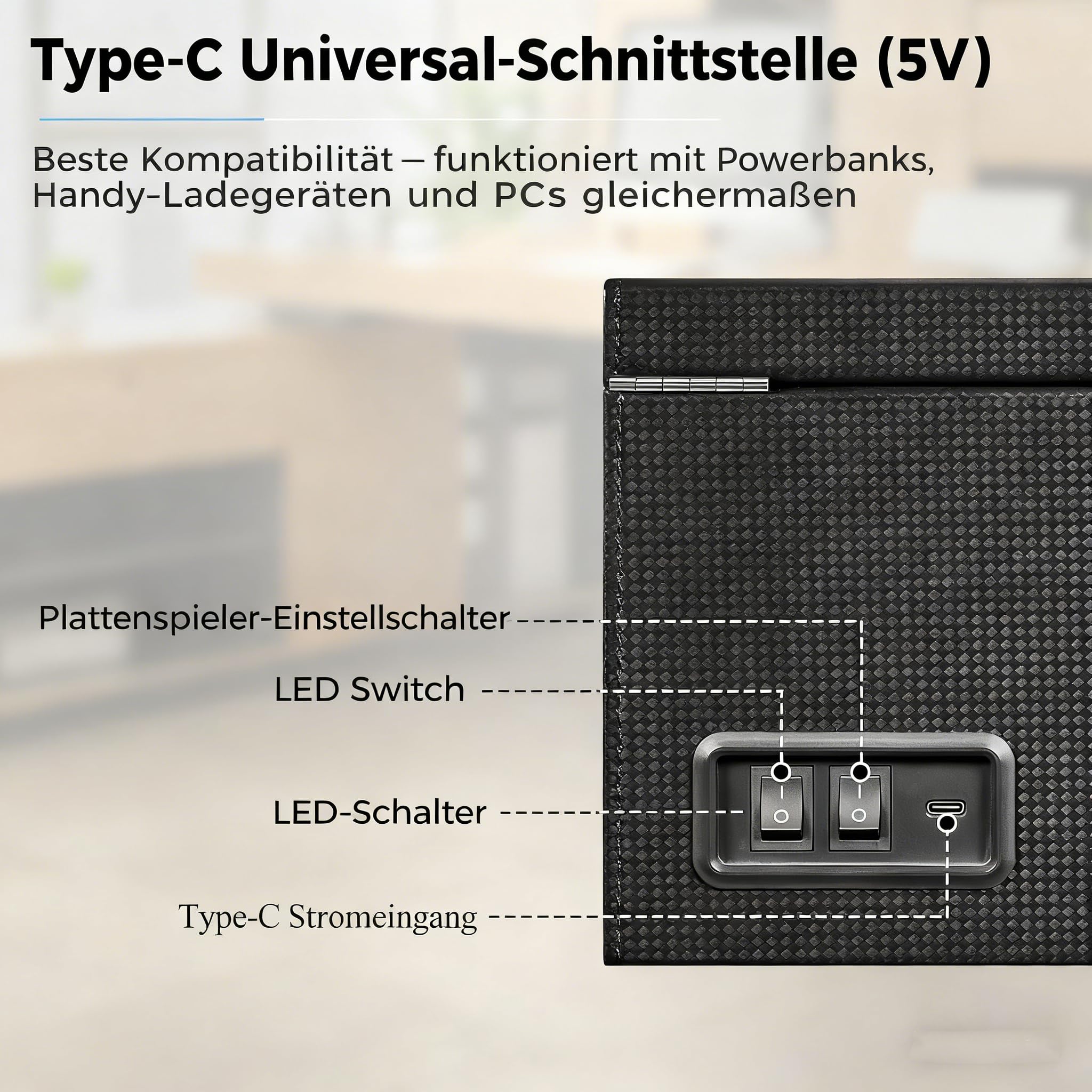 ANWBROAD Uhrenbeweger 4 Uhren+6 extra Speicherplätze Uhrendreher Automatikuhren 4 Drehmodis mit Super Leisem Mabuchi Automatik Uhrenbeweger Watch Winder Uhrendreher Karbonfaser USB-Aufladung JWW002F