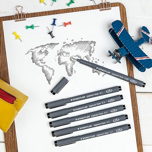 Miniatura 4 de STAEDTLER Paquete de delineador de pigmentos, negro, 8 bolígrafos, anchos de línea surtidos, 0.002 in, 0.004 in, 0.008 in, 0.012 in, 0.020 in, 0.031