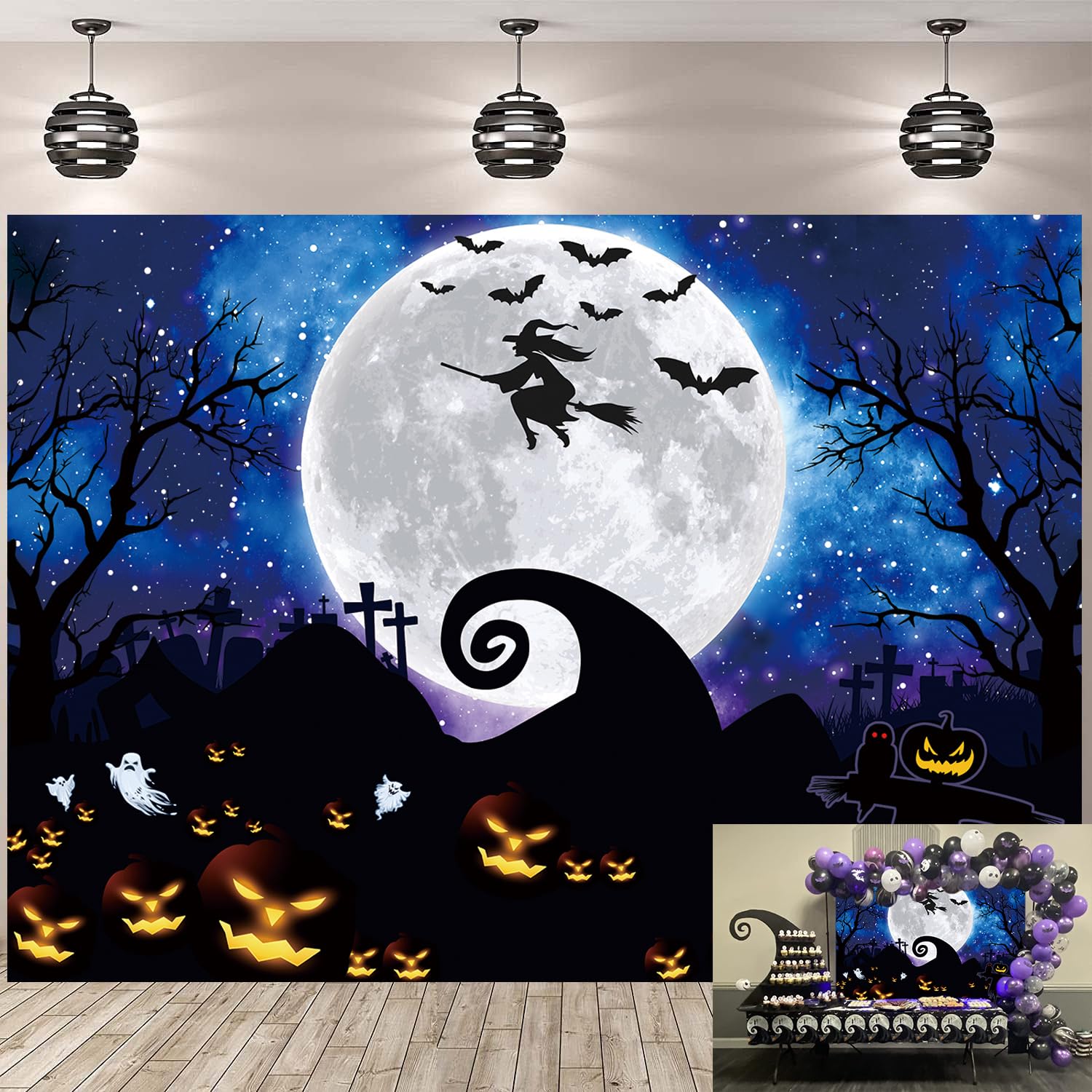 Amazon | ハロウィン ナイトメア テーマ 背景 7x5フィート