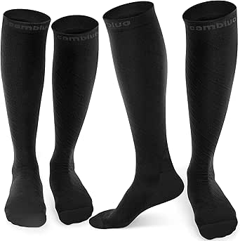 CAMBIVO 2 Pairs Compression Socks for Men and Women(20-30 mmHg), Compression Stocking for Flight, Long Shifts, Running
