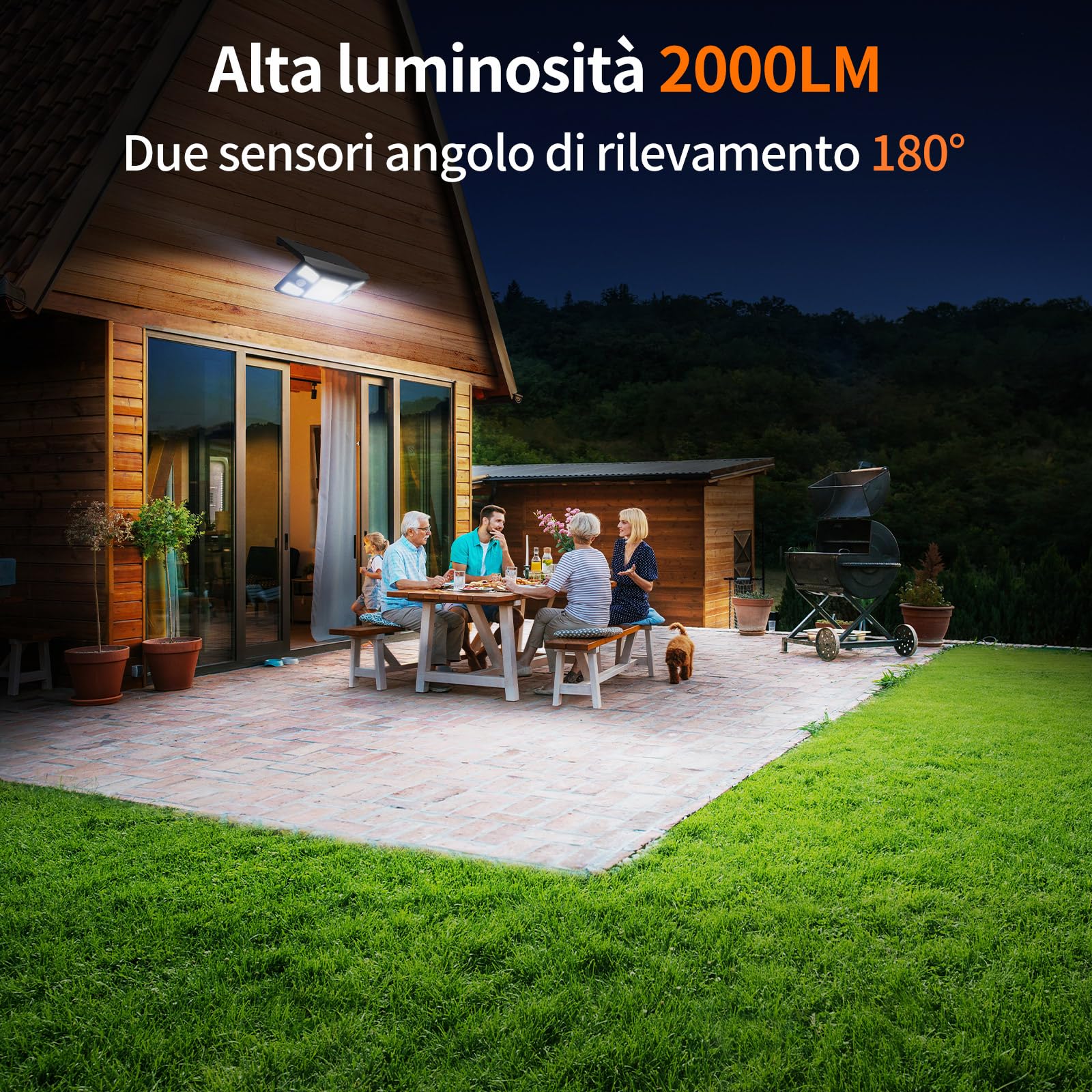 INTELAMP Luce Solare Led Esterno,1300LM Lampada Solare da Esterno con Sensore di Movimento,4000mAh 3 Modalità Luci da Esterno IP65 Impermeabili per Giardino,Garage (Separato – 1 Pezzo)