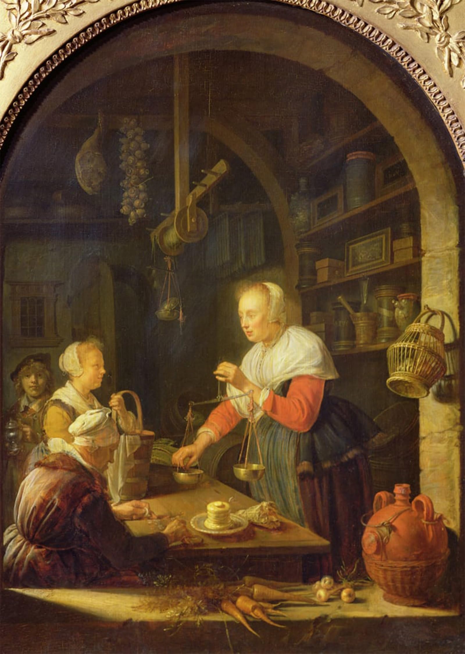 ARTXLXXBN Famous Painting Art Wall Decor Abstract Art Picture the Village Grocer by Gerrit Dou Animal Pictures for Home Decor 60x90cm