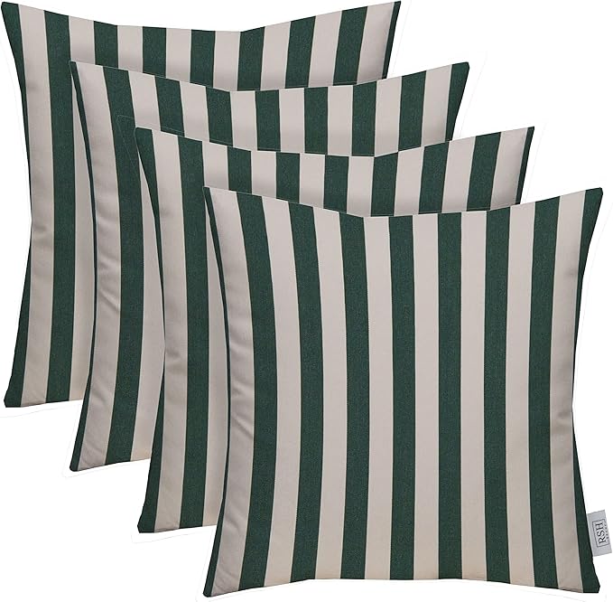 RSH DECOR: Sunbrella Square Throw Pillows Set of 4 | 17" x 17" | Water and Fade-Resistant Performance Fabric | Outdoor Pillow Covers with Down-Alternative Inserts | Mason Forest Green