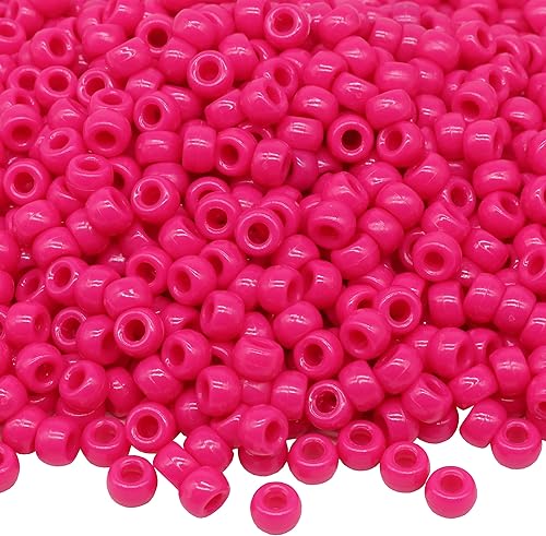 Miniatura 93 de 1000 cuentas de poni de 0.354 in, cuentas de barril de plástico blanco para collares, cuentas de pelo para trenzas, llavero, fabricación de joyas