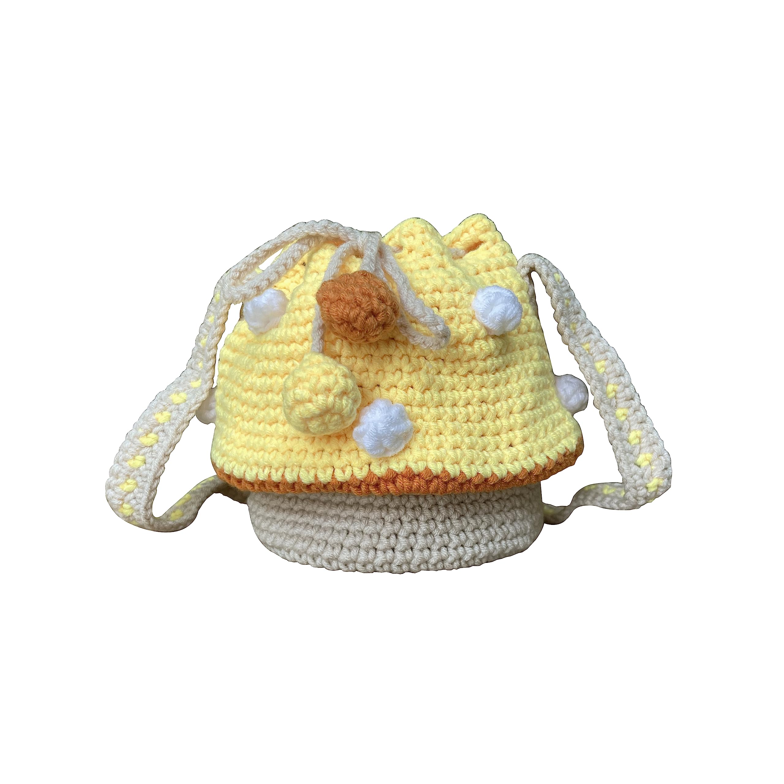 Handmade Knitted Shoulder Bag Crochet Mushroom Purse for Women