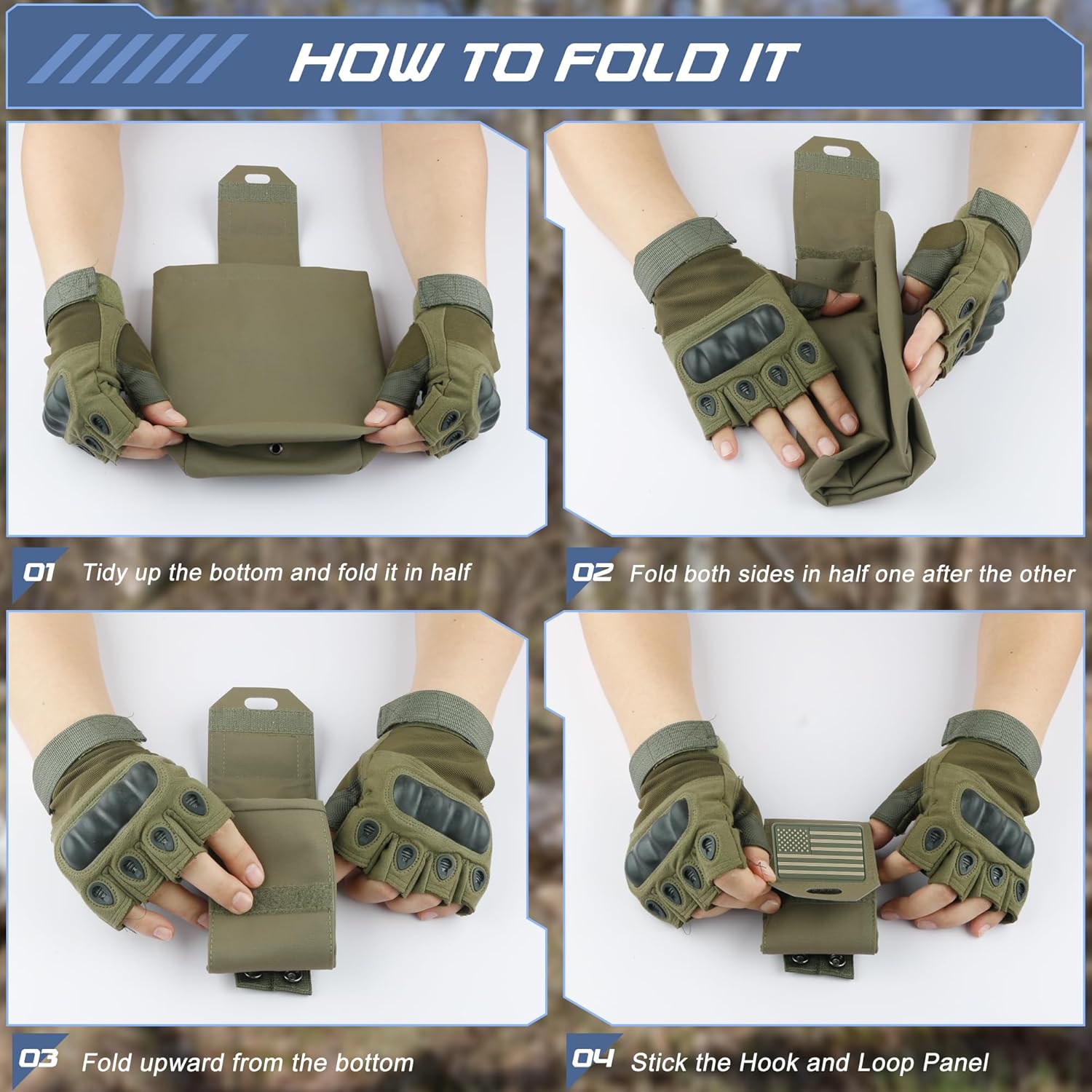 Tactical Dump Pouch for Battle Belt & MOLLE Systems | Foldable Mag Pouch with Drawstring Closure | for Hunting, Duty, Paintball | Includes Flag Patch
