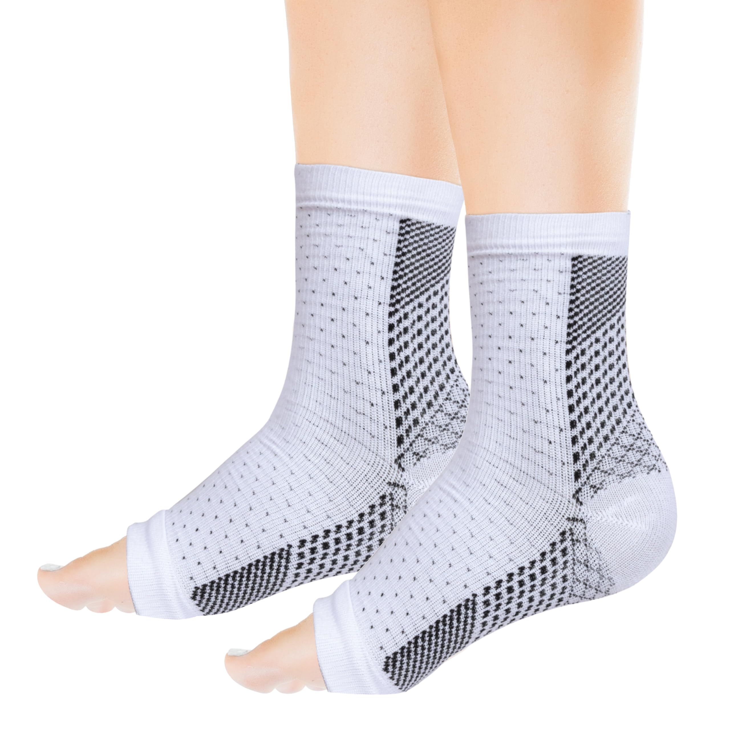 FABdonFABdon Neuropathy Socks I Sports Open Toe Ankle Compression Foot Cover I Orthopedic Neuro Sock I Non-Toxic I for Plantar Arch Support, Swelling, Heel Pain, Injury Recovery I Nano Brace for Women & Men