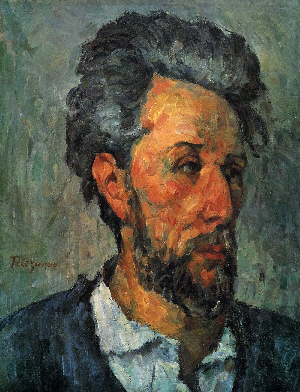 Pintura Retrato de Artista Paul Cézanne enmarcada en negro