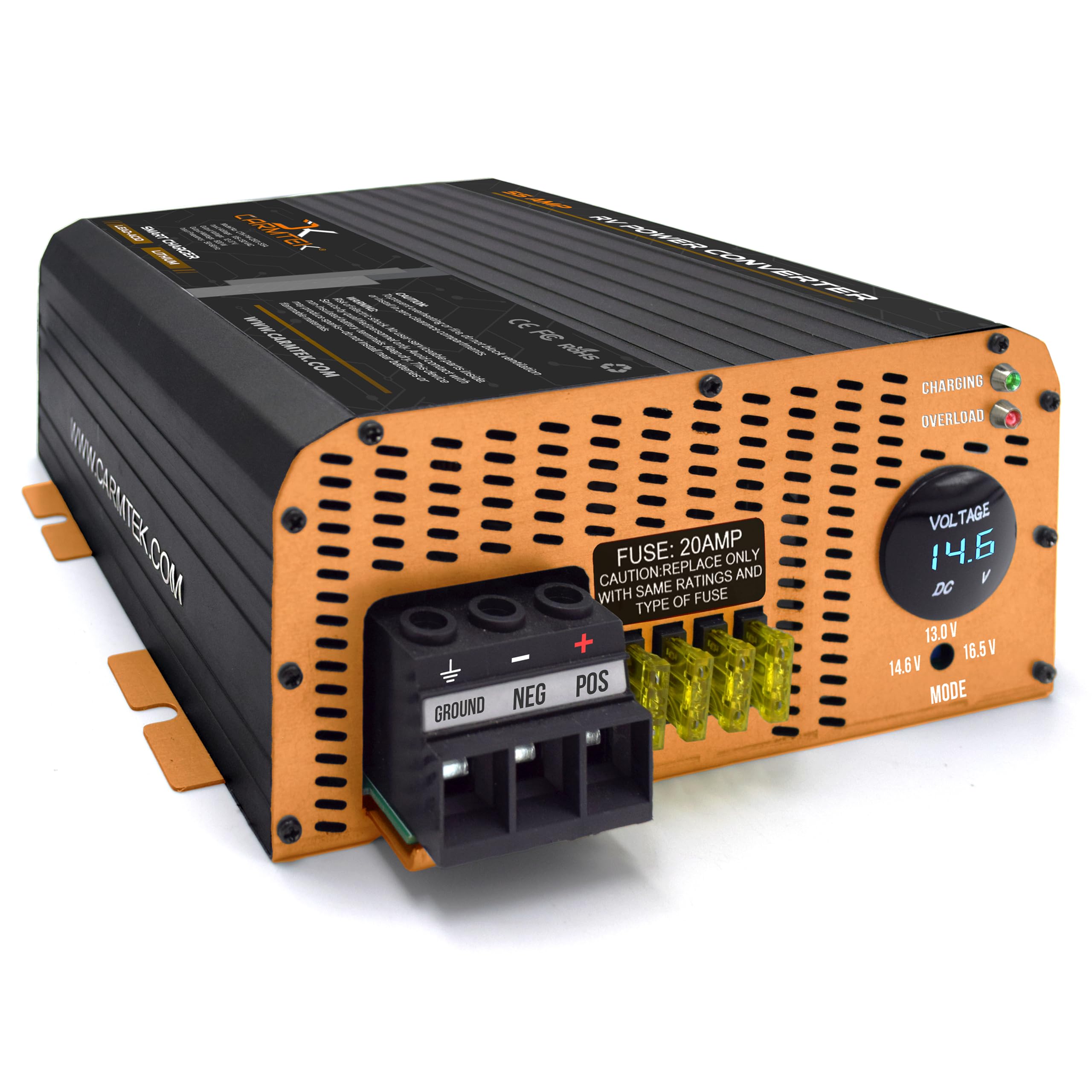 Photo 1 of CARMTEK RV Converter 55 Amp | RV Power Converter & Battery Charger | Lithium and Lead Acid Charging | 120VAC to 12VDC | 13V to 16.5V Adjustable Operating Range