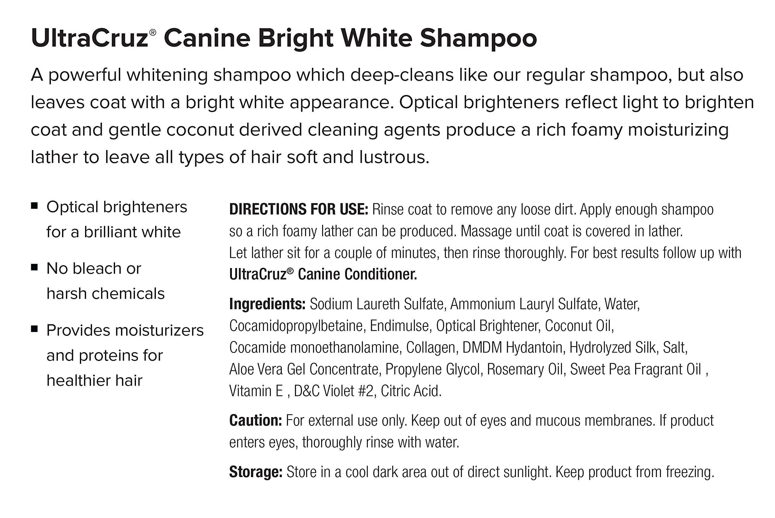 UltraCruz® Canine Bright White Shampoo dla psów, 16 uncji