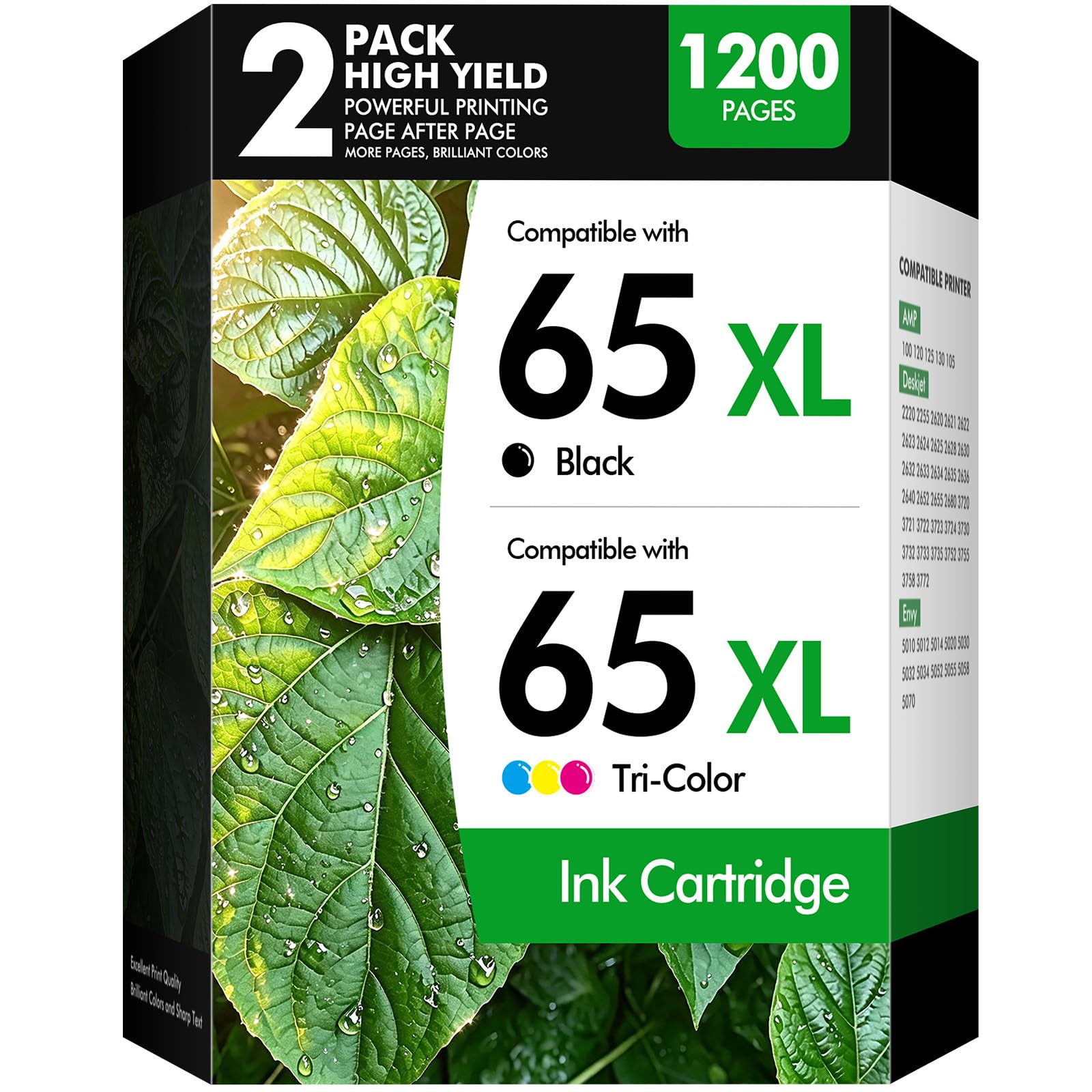 65XL 65 Ink Cartridges Black/Color Combo Pack for HP65 65XL Envy 5055 Ink