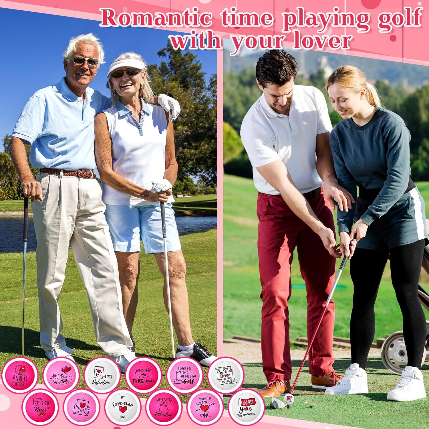 12 Pcs Golf Valentine's Day Gifts for Men Women Funny Golf Balls Set for Dad Mom Husband Grandpa Golfers Lovers Happy Anniversary Valentine's Day Gifts - Image 5