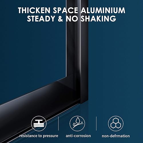 Miniatura 31 de SUNNY SHOWER Puerta de ducha semi-sin marco de 60 pulgadas de ancho x 72 pulgadas de alto, puerta de ducha de vidrio doble corredera, cabina