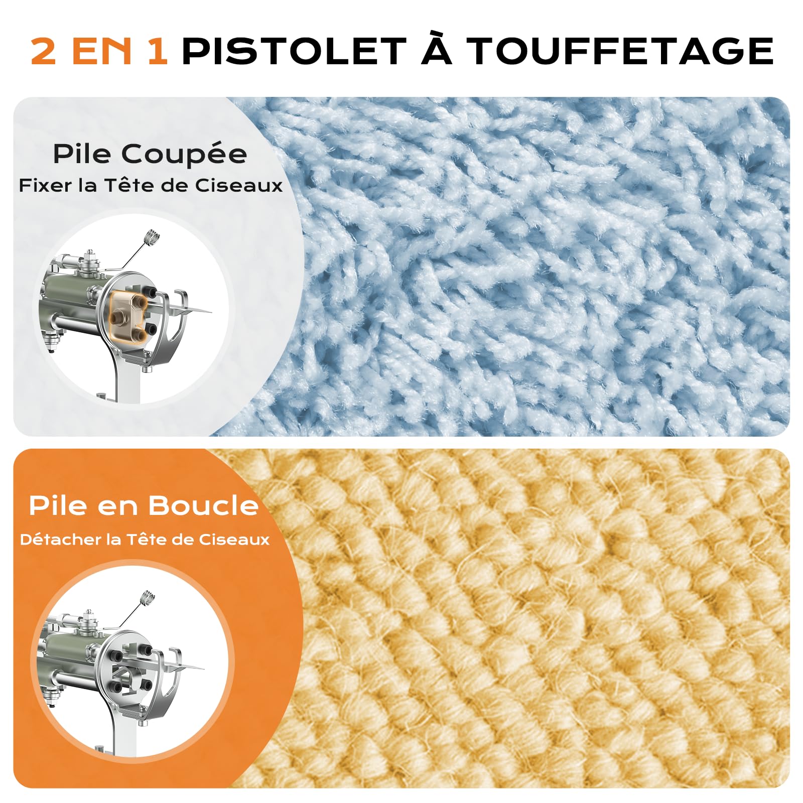 BESGEER Pistolet à Tufting pour Débutants, Machine à Tufting 2 en 1 Boucle et Coupe, Idéal comme Cadeau, Rug Tufting Gun (Noir/Sans Trimmer)