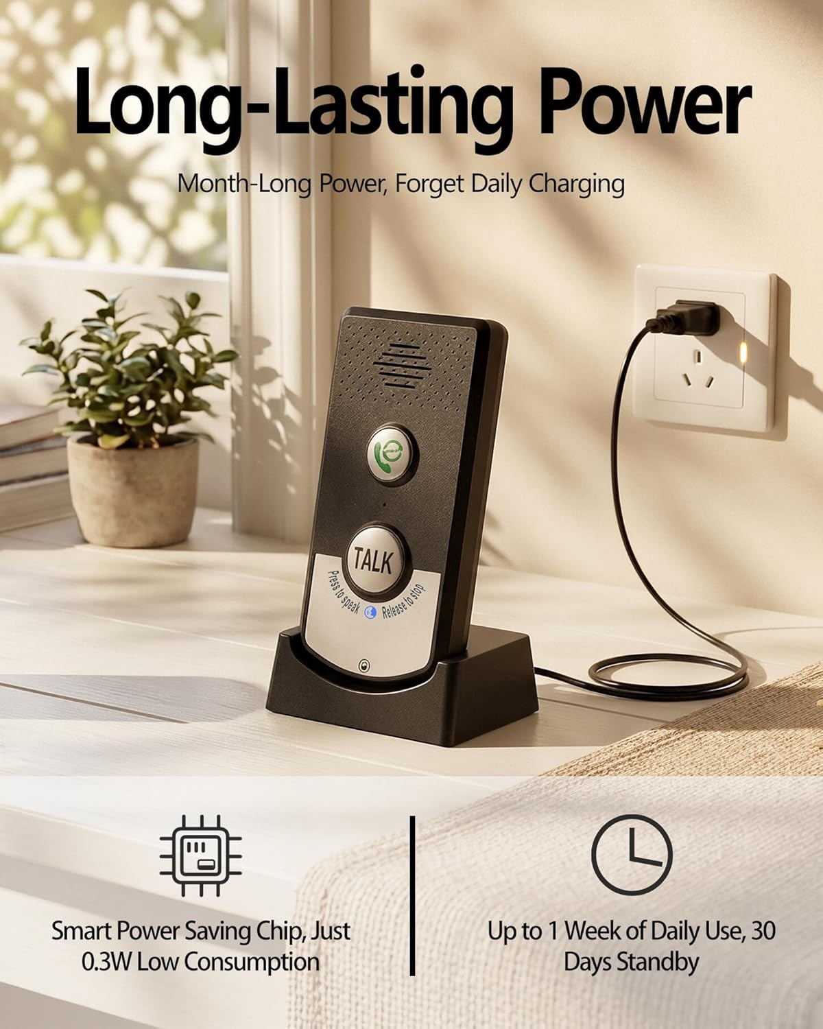 Intercoms Wireless for Home, Long Range Wireless Intercom System for Room to Room Communication, 2 Way Voice Intercom for Elderly, Seniors, and Kids - Image 4