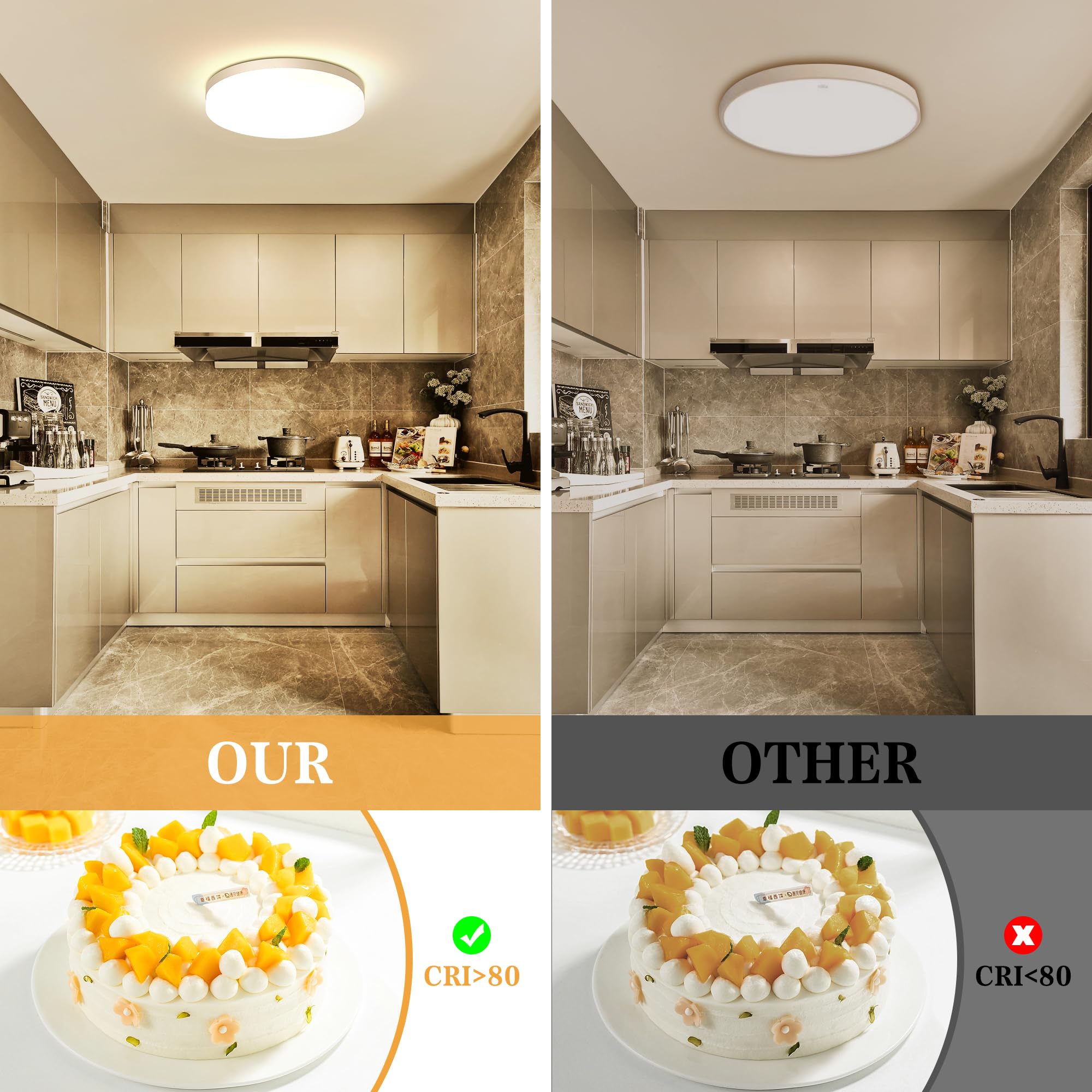 EASY EAGLE Plafon LED Redondo 36W, 3000K Lampara Led Techo 3600LM, IP44 Impermeable Luz Modern, Plafones para Cocina Baño Cocina Sala Dormitorio Balcón Pasillo Ø23CM