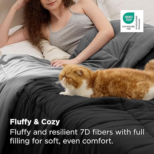 Miniatura 4 de Bedsure - Edredón acolchado, con listones para usarse como relleno, lavable a máquina, para todas las estaciones, para mujer, 86 x 82 pulgadas,