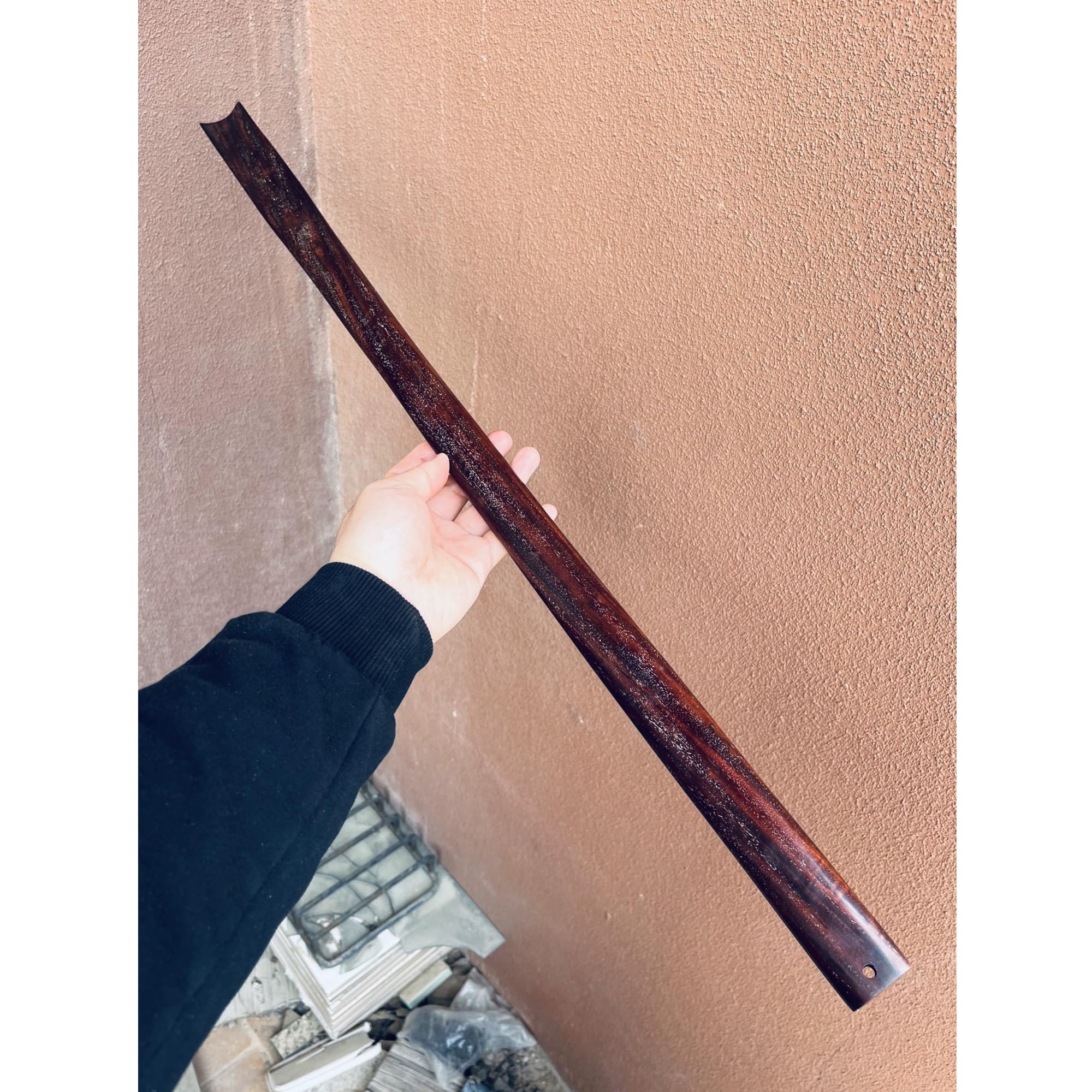 Anziani łyżka do butów z fioletowego drzewa sandałowego z uchwytem o długości 65 cm, urządzenie do noszenia butów domowych