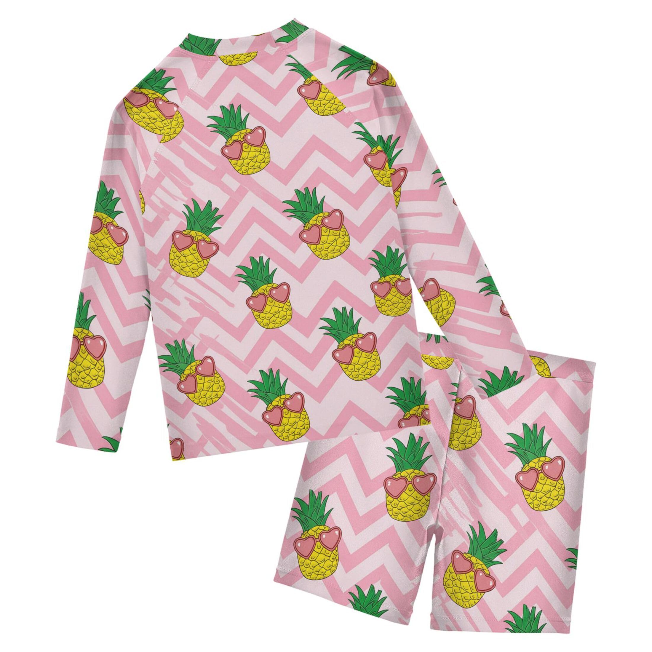 Pineapple Fruit Toddler and Baby Boys' 2-Piece Swimsuit Trunk, Long Sleeve Rashguard Bathing Suit B0404304