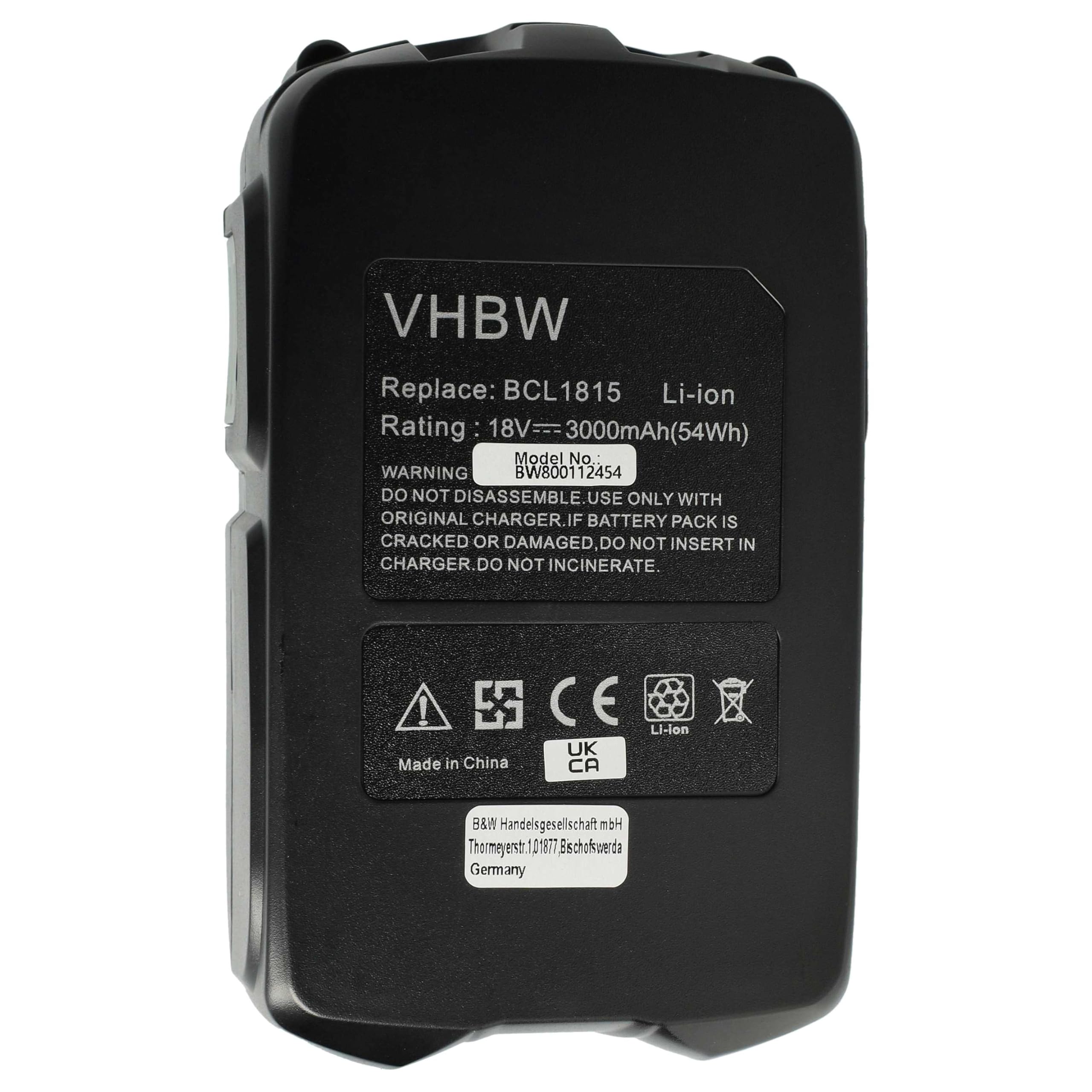 vhbw batteria compatibile con Hitachi DS 18DL, DS 18DMR, DS 18DFL, DS 18DFLG, DH 18DLX, DS18DLP4, DH18DLP4 utensile elettrico (3000 mAh, Li-Ion, 18 V)