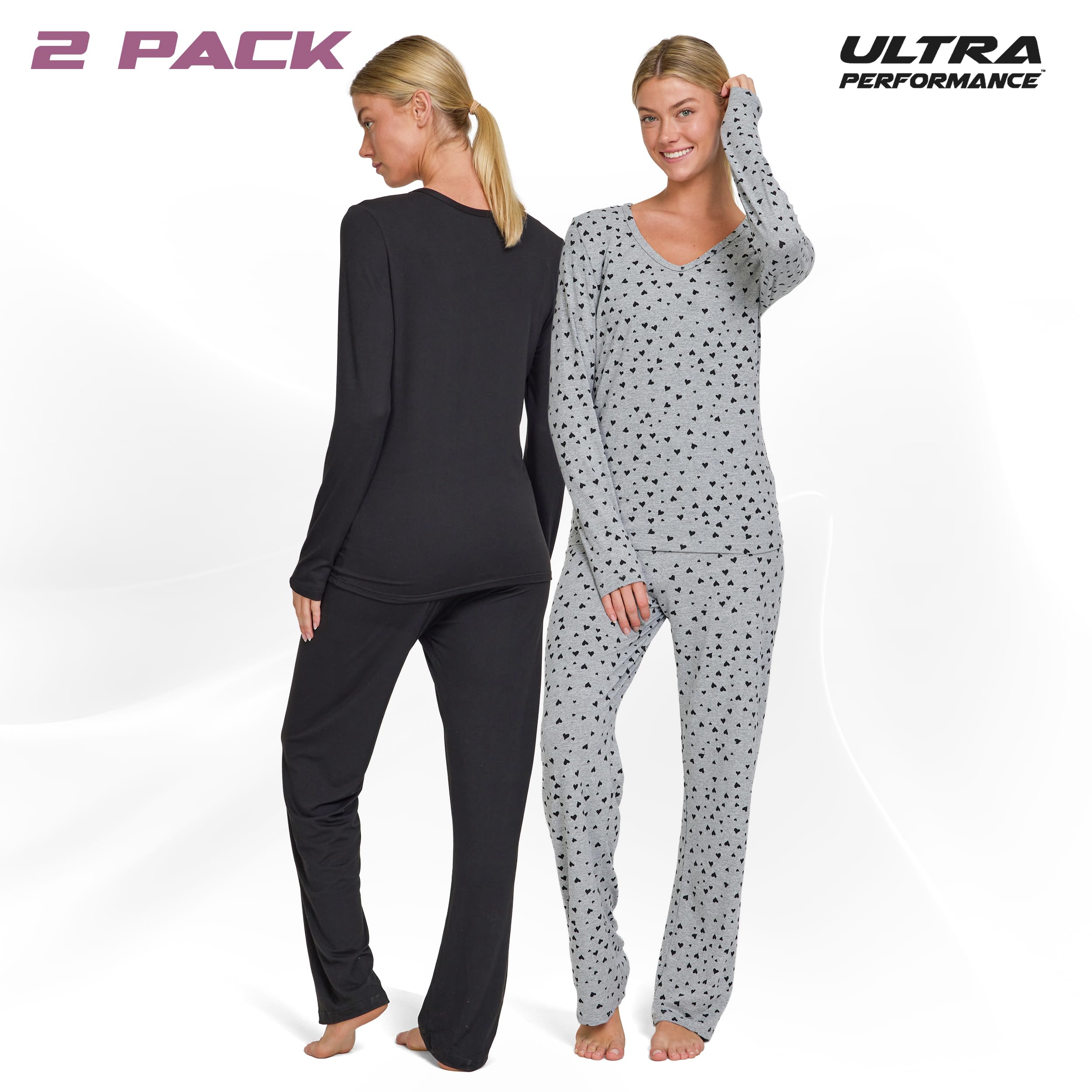 Ultra Performance 2 Pack Womens PJ Pajama Sets PJ’s Pajamas Pants Set's Ladies Soft Lounge Pjs Pajama’s For Women Set