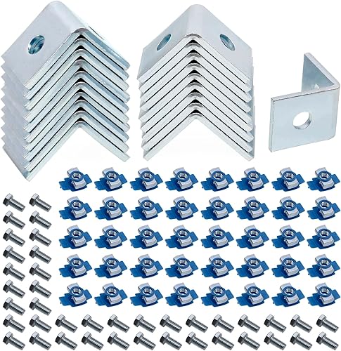 20 piezas de 2 agujeros en forma de L de 90 grados de ángulo de soporte para canal de puntal más alto de 1-58 pulgadas de ancho, perno de 12