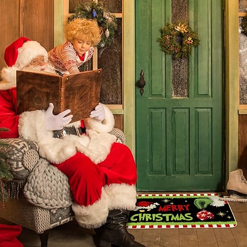 Miniatura 7 de AnyDesign - Tapete de feliz Navidad, divertido personaje de dibujos animados, antideslizante, para puerta delantera, interior y exterior, cocina,
