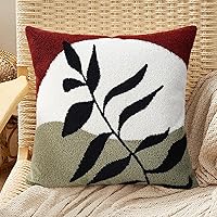 Vista 11 de Merrycolor Fundas de almohada bohemias de 20 x 20 pulgadas, copetudas, modernas de mediados de siglo, fundas de almohada abstractas de hojas Boho-a2