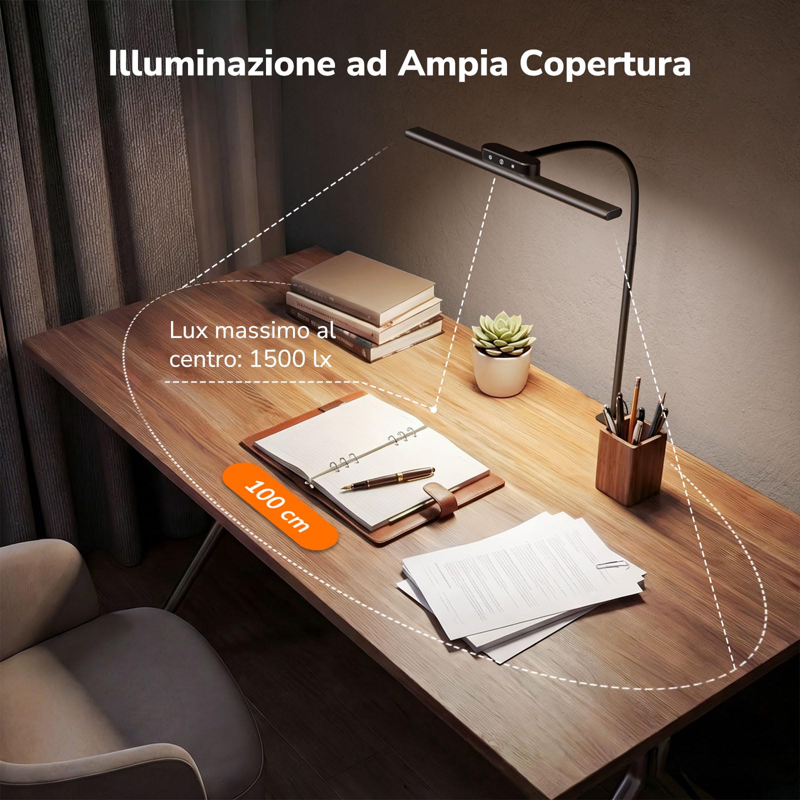 Lepro Lampada da Scrivania LED Clip Touch 700LM,Nero | 25 modalità illuminazione, rotazione 360°, protezione occhi per lettura e ufficio