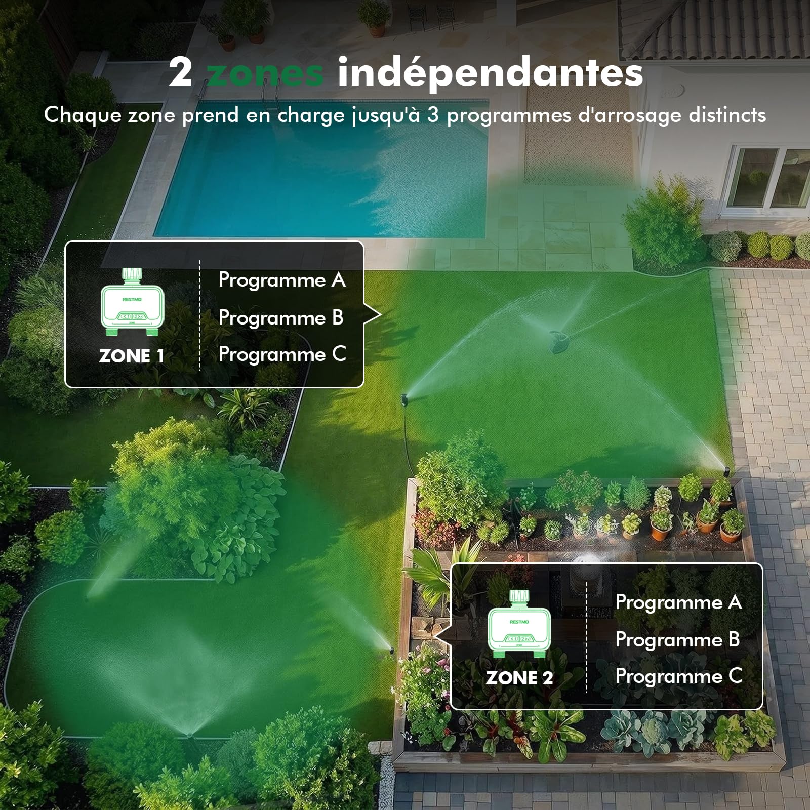 RESTMO Programmateur arrosage Intelligent WiFi pour Tuyau d'arrosage