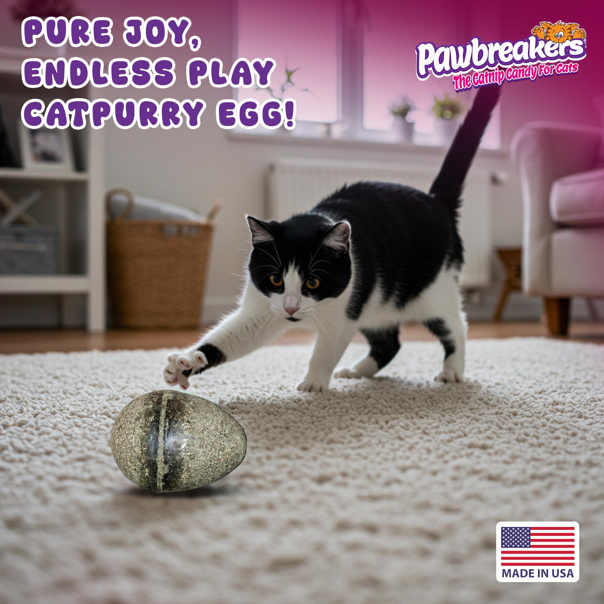 2 x Catpurry Eier - 100% natürliche Katzensüßigkeiten, Leckereien und Katzenminze Spielzeug in medizinischer Qualität, Katzenminze für entspanntes, sicheres und verdauliches Spiel, hypoallergen