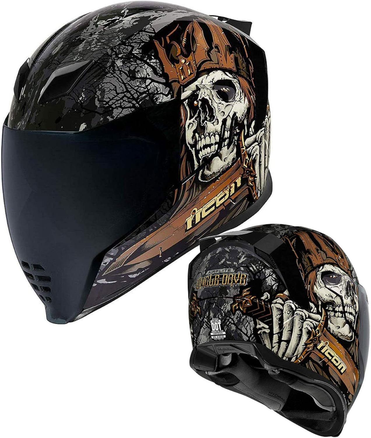 Icon Airflite Uncle Dave Motorcycle Bike Helmet Black Full Face Crash Protection Wear Adults Quick Change Visor 3xl 65 66 Cm Amazon Co Uk Car Motorbike