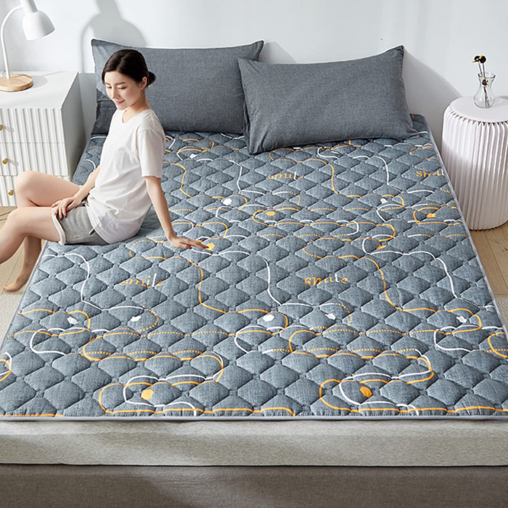 Matelas rafraîchissant été contre la chaleur nocturne gris foncé 120x190 cm