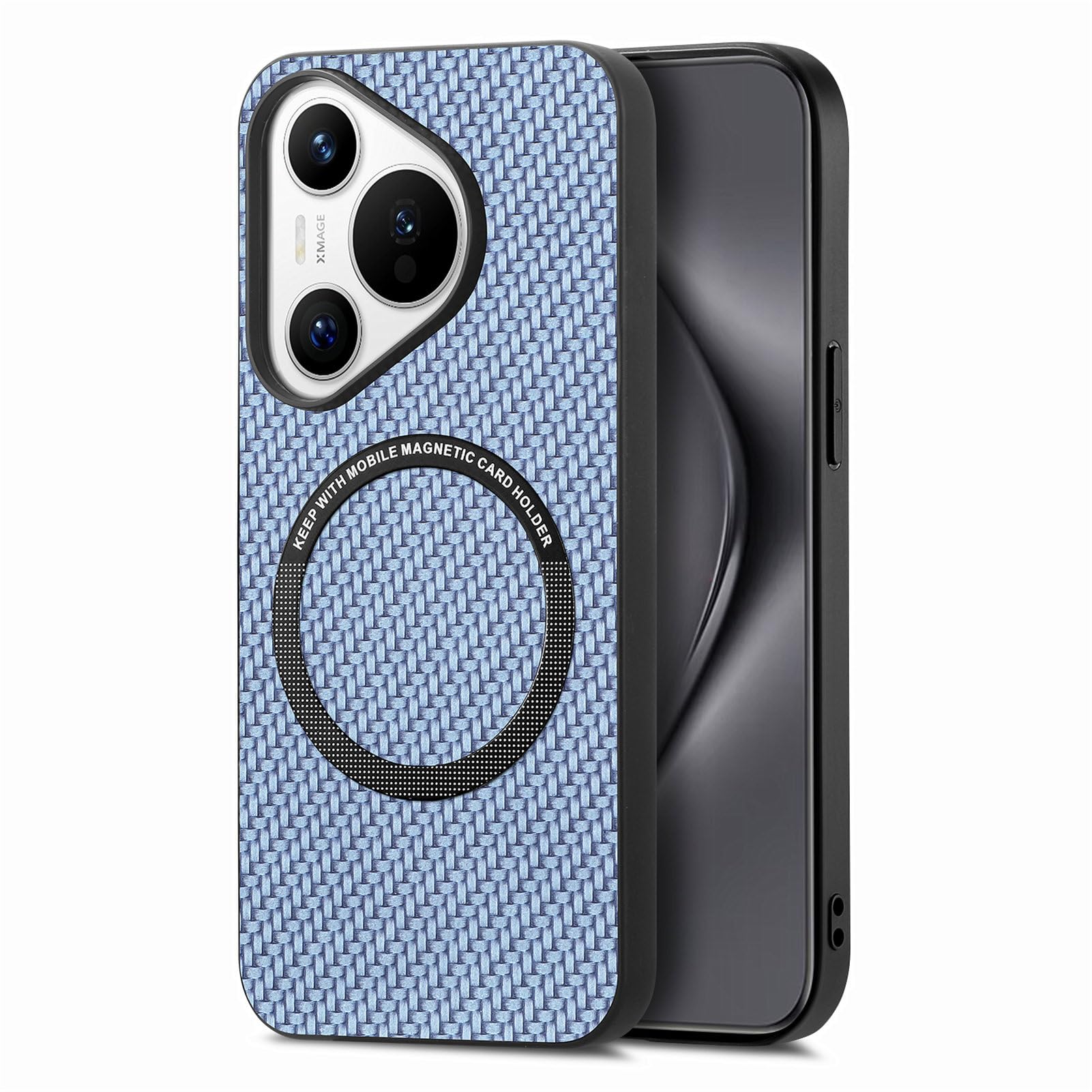 Magnetic Case for Huawei Pura 70, Heavy Duty Drop Protection Shockproof Slim Shell Bumper for Huawei Pura 70, Support Car Mount (Blue)