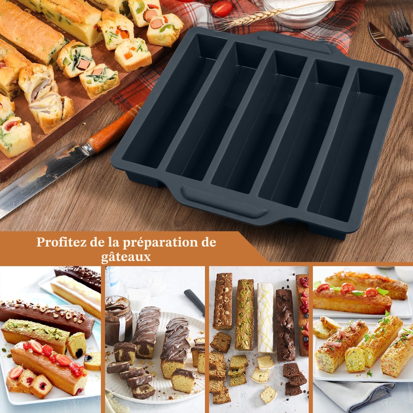 Kamehame Cake Long Moule en Silicone Moules Mini Cakes Apéro pour 5 multi Apéritif Pâtisserie Gateau