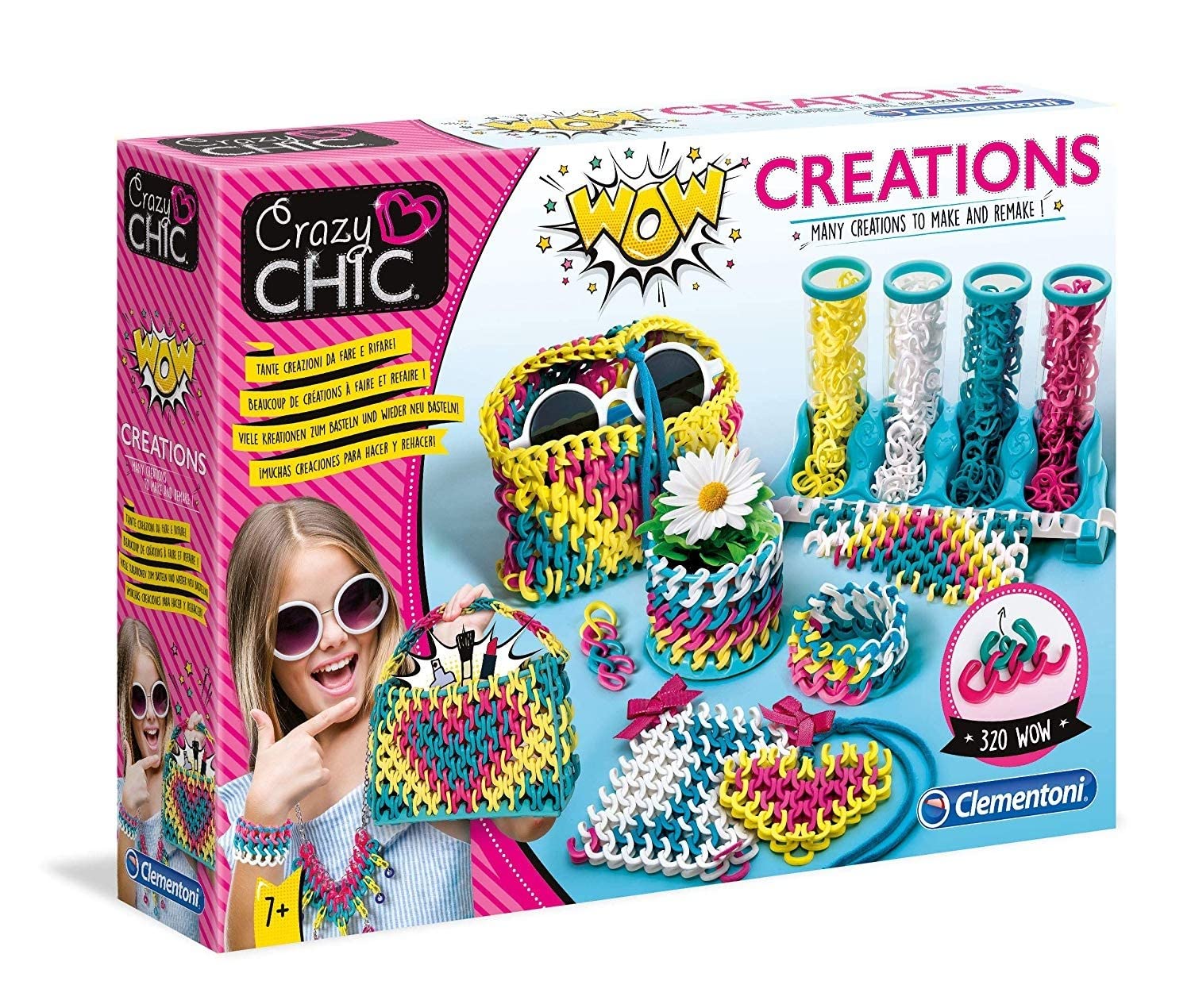 Clementoni - 18540 - Crazy Chic - WOW Creations - jewellery craft for kids from 7 years and older - jewellery girl - Made in Italy,Multi-coloured